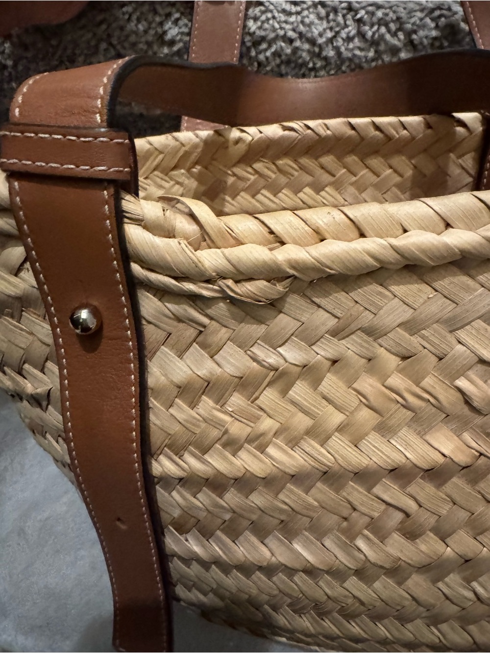 LOEWE Raffia Small Basket Bag Pre-Owned - Picture 6 of 17
